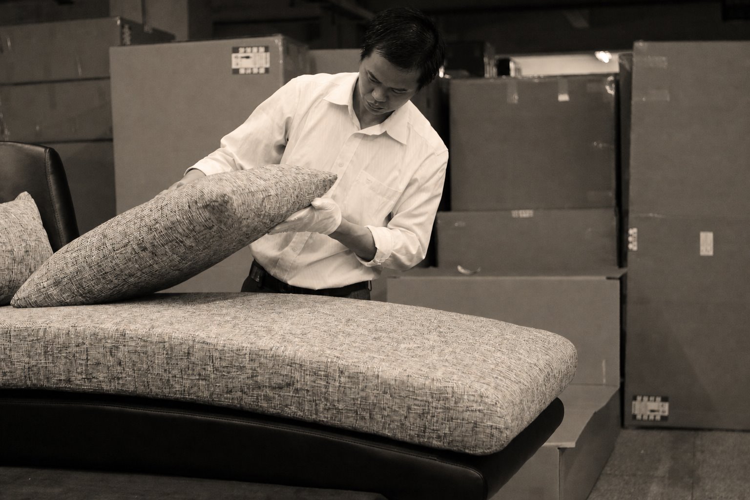Quality control inspection during furniture production at Solara