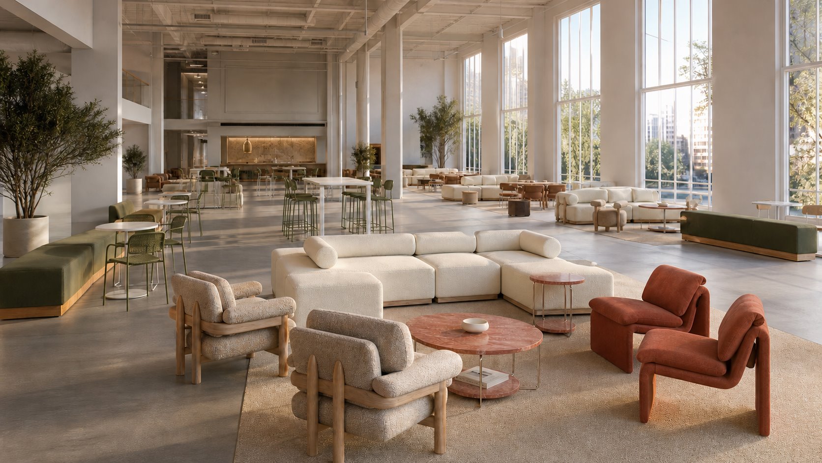 Large integrated indoor furniture project environment