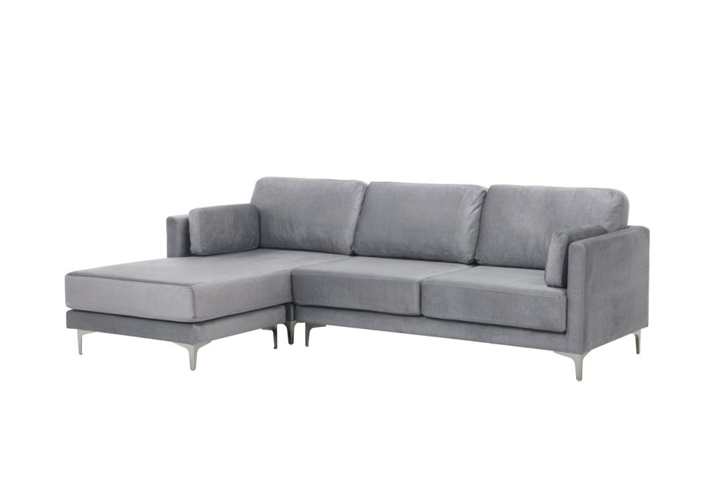 HN-033 grey modular sofa with ottoman and slim metal legs